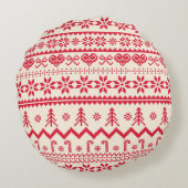 ニットのクリスマスパターンの丸い枕 ラウンドクッション (裏面)