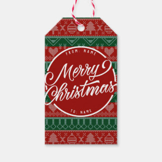 ニットのクリスマスパターン名前をカスタムする ギフトタグ