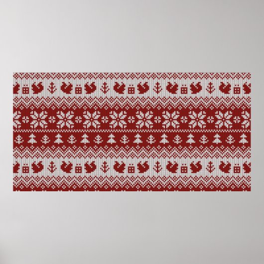 ニットのクリスマスヴィンテージのシームレスな装飾 ポスター (正面)
