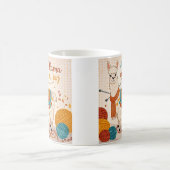 ニットのスカーフのポスターを着た漫画のラマ コーヒーマグカップ (中央)