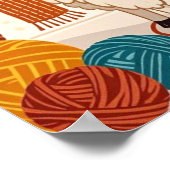 ニットのスカーフを着た漫画のラマ ポスター (角)