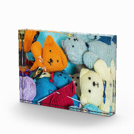 ニットのテディベアの写真 フォトブロック