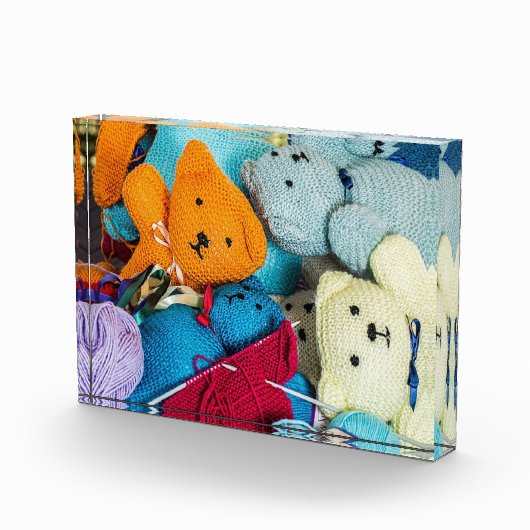 ニットのテディベアの写真 フォトブロック (右)