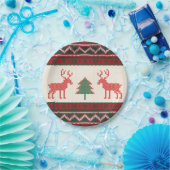 ニットのトナカイのクリスマスツリーパターン |休日 ペーパープレート (パーティー)