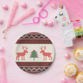 ニットのトナカイのクリスマスツリーパターン |休日 ペーパープレート (パーティー)