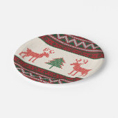 ニットのトナカイのクリスマスツリーパターン |休日 ペーパープレート (アングル)