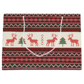 ニットのトナカイのクリスマスツリーパターン |休日 ラージペーパーバッグ (正面)