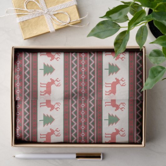 ニットのトナカイのクリスマスツリーパターン |休日 薄葉紙 (ギフト)