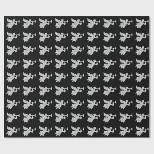 ニットのトランペットの天使のキリスト教の宗教クリスマス ラッピングペーパー (フラット)