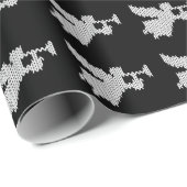 ニットのトランペットの天使のキリスト教の宗教クリスマス ラッピングペーパー (ロールコーナー)