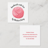 /ニットのピンクの水彩画ヤーンのハンドメイドの技術かぎ針で編んで下さい スクエア名刺 (正面/裏面)