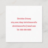 /ニットのピンクの水彩画ヤーンのハンドメイドの技術かぎ針で編んで下さい スクエア名刺 (裏面)