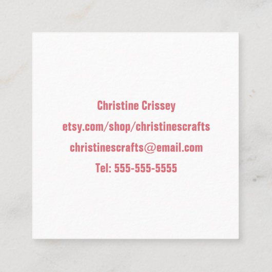 /ニットのピンクの水彩画ヤーンのハンドメイドの技術かぎ針で編んで下さい スクエア名刺 (裏面)