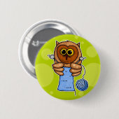 ニットのフクロウ 缶バッジ (正面&裏面)