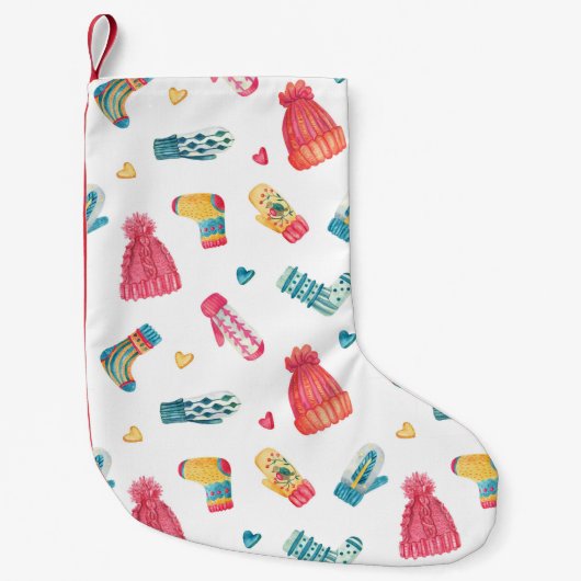 ニットの服の水の色:カラフル冬の船員 スモールクリスマスストッキング (正面)