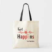 ニットの発生ハートビートギフト トートバッグ (正面)