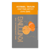 ニットの編み物針およびヤーンの技術の芸術家 マグネット名刺 (正面縦)