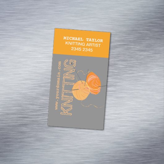 ニットの編み物針およびヤーンの技術の芸術家 マグネット名刺 (インサイチュ)