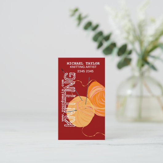 ニットの編み物針の技術ヤーンの球 名刺 (スタンド正面)