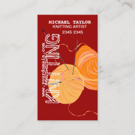 ニットの編み物針の技術ヤーンの球 名刺