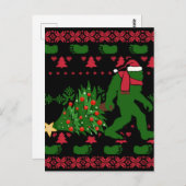 ニットの背景にビッグフット ポストカード (正面/裏面)