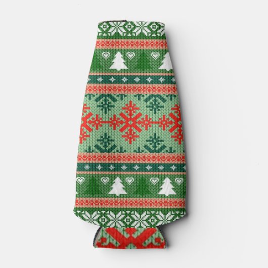 ニットの醜いクリスマスセーター ボトルクーラー (正面)