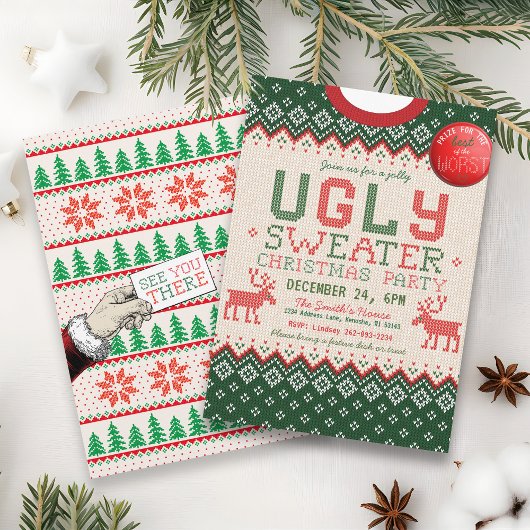 ニットの醜いセータークリスマスパーティの招待状 招待状