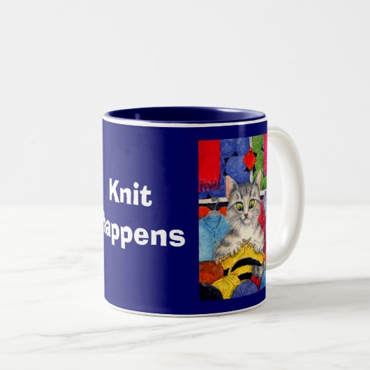 ニットは起こりま、猫のマグを編みます ツートーンマグカップ (正面右)