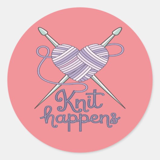 ニットアクイおもしろいン編み物ヤーンラバーデザイン ラウンドシール (正面)