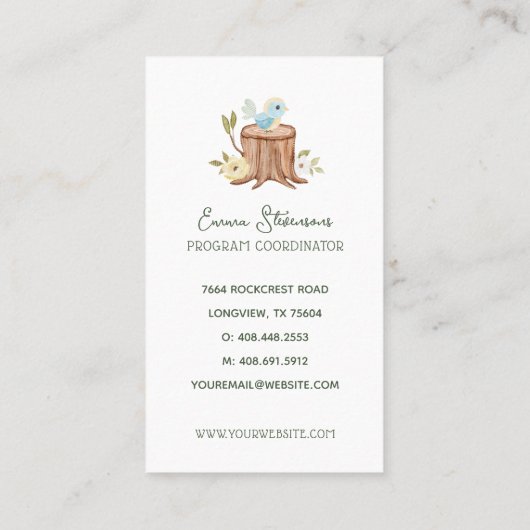 ニットウッドランドベアおもしろい保育園 名刺 (裏面)