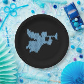 ニットエンジェル醜いクリスマスセーター編み物ブルー ペーパープレート (パーティー)