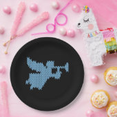 ニットエンジェル醜いクリスマスセーター編み物ブルー ペーパープレート (パーティー)