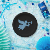 ニットエンジェル醜いクリスマスセーター編み物ブルー ペーパープレート (パーティー)