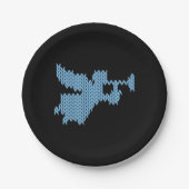 ニットエンジェル醜いクリスマスセーター編み物ブルー ペーパープレート (正面)