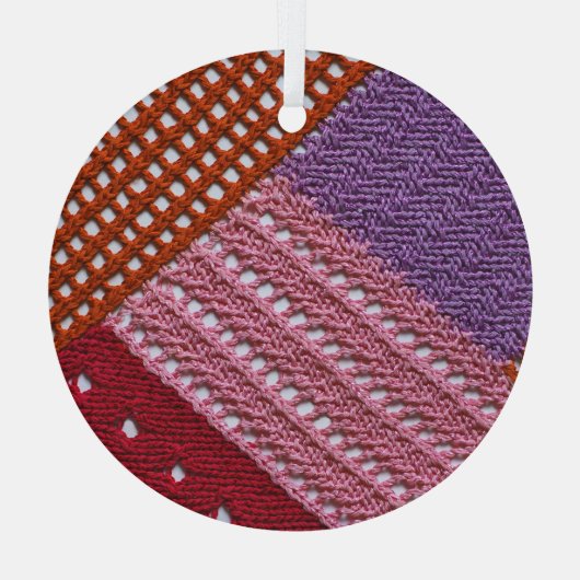 ニットカラフル:抽象芸術パッチワークのテクスチャ。 ガラスオーナメント (裏面)