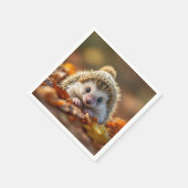 ニットキャップ付き秋ハリネズミ スタンダードカクテルナプキン (角)