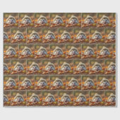 ニットキャップ付き秋ハリネズミ ラッピングペーパー (フラット)