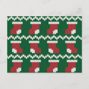 ニットクリスマスストッキングパターン ポストカード