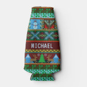 ニットクリスマストナディア雪だるまホリデイ |名前 ボトルクーラー (正面)