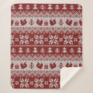 ニットクリスマスヴィンテージのシームレスな装飾パット シェルパブランケット