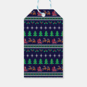 ニットクリスマス模様オンネイビーブルーメリークリスマス ギフトタグ (裏面)
