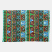 ニットクリスマス雪だるまトナカイ冬パターン キッチンタオル (横)