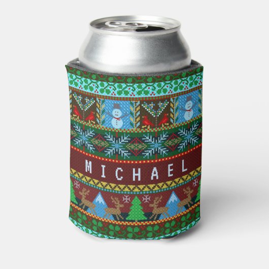 ニットクリスマス雪だるまトナディアホリデイ |名前 缶クーラー (缶裏面)