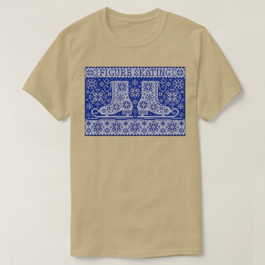 ニットジャカードパターン姿スケートで滑る Tシャツ (デザイン正面)