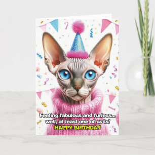 ニットジャンパー誕生日カードのスフィンクス猫 カード