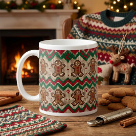 ニットジンジャーブレッドマンクリスマスパターン コーヒーマグカップ