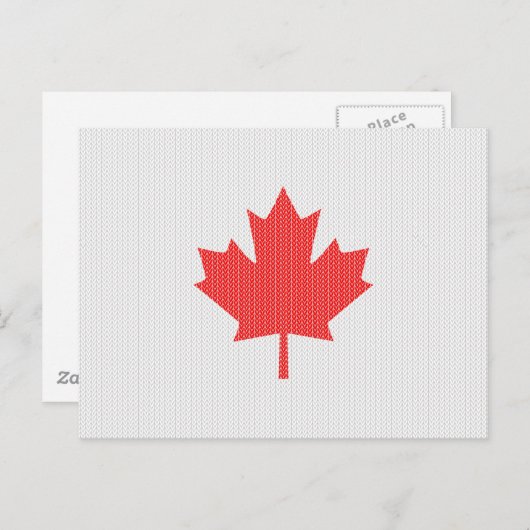ニットスタイルのカナダの葉の編みモチーフ ポストカード (正面/裏面)