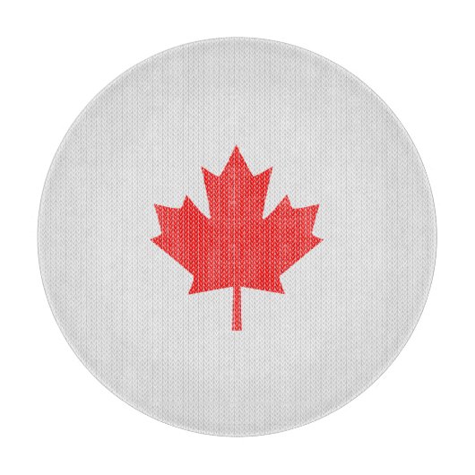 ニットスタイルメープルリーフ編み物モチーフ カッティングボード (正面)