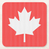 ニットスタイルメープルリーフ編み物モチーフ スクエアペーパーコースター (正面)