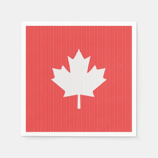 ニットスタイルメープルリーフ編み物モチーフ スタンダードカクテルナプキン (正面)